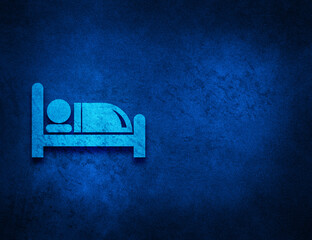 Hotel bed icon artistic abstract blue grunge texture background