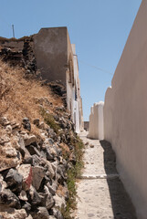narrow darling among small white houses, dry grass