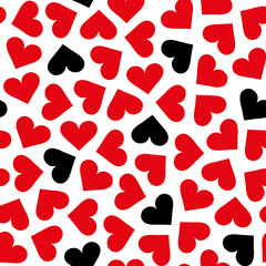 Red and black heart pattern on white background