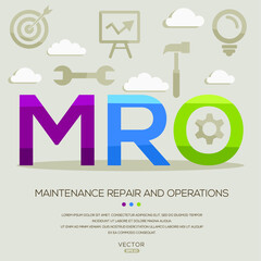MRO mean (maintenance repair and operations) ,letters and icons,Vector illustration.
 - obrazy, fototapety, plakaty