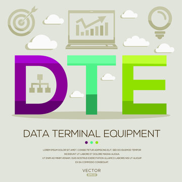 DTE mean (data terminal equipment) ,letters and icons,Vector illustration.
