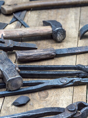 Blacksmith tools on the table