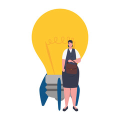 Woman avatar with rocket light bulb design, Idea creativity genius and imagination theme Vector illustration