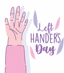 left handers day, open hand cartoon celebration