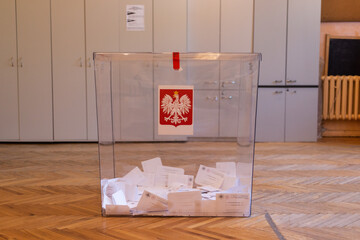 Polish ballot box in election day