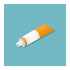 Vector isometric white tube with cream or ointment for first aid kit 