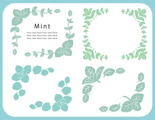 ミントを使ったフレーム素材のセット。ベクター画像。 © 夏妃 吉野