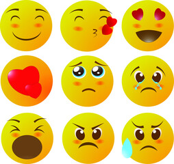 Fototapeta premium vector illustration en 3d ,set of emoji face for social media and web.