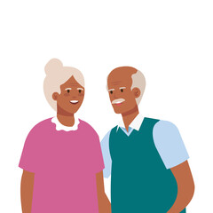 Grandmother and grandfather avatar design, Old woman man female male person mother father and grandparents theme Vector illustration