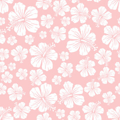 Fototapeta na wymiar Random hibiscus flower seamless repeat pattern background 