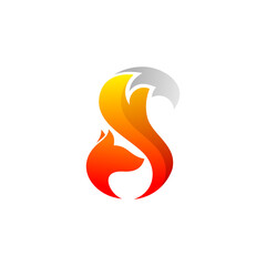 Fototapeta premium fox that formed fire abstract logo