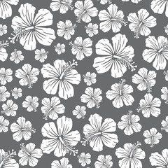 Obraz premium Random hibiscus flower seamless repeat pattern background 