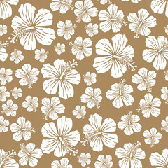 Random hibiscus flower seamless repeat pattern background 