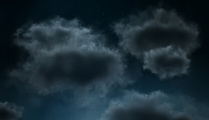 Dark Starry Sky with Dark Clouds, Night, Stars, 02