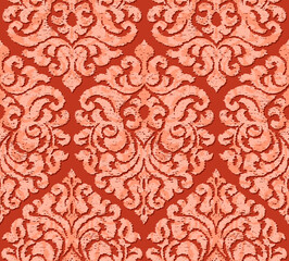 Seamless pattern with Damask motifs in red tones