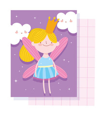 little fairy princess tale cartoon character with crown