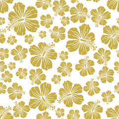 Random hibiscus flower seamless repeat pattern background 