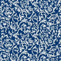 Seamless pattern with Flourish Ethnic motifs in 2 colors