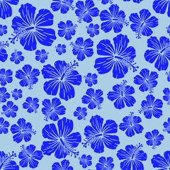 Fototapeta premium Random hibiscus flower seamless repeat pattern background 