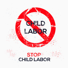Warning sign (child labor), vector illustration.