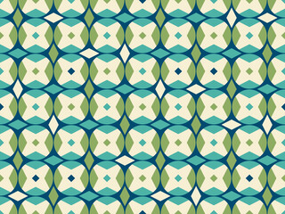 Seamless pattern with Geometric motifs in 4 colors