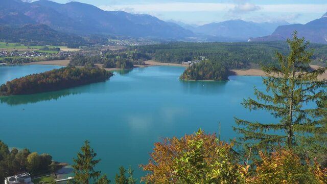 autumn view of austrian lake Faakersee
