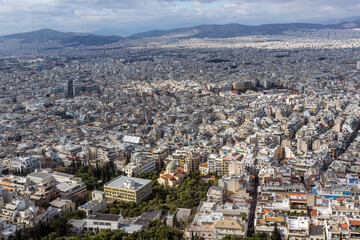 Fototapeta premium View of the city of Athens from Lycabettus hill, Greece