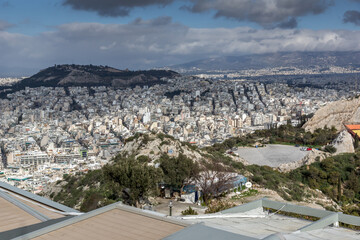 View of the city of Athens from Lycabettus hill, Greece
