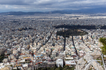 Fototapeta premium View of the city of Athens from Lycabettus hill, Greece