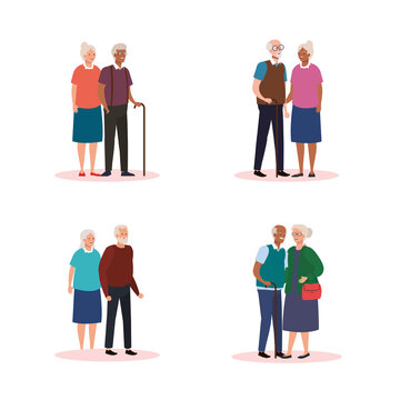 Grandmothers and grandfathers avatars design, Old woman man female male person mother father and grandparents theme Vector illustration