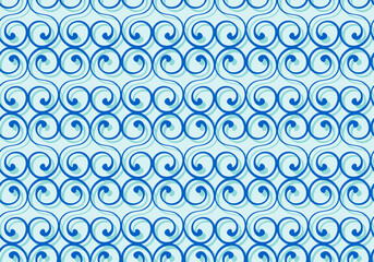 Seamless pattern with Volutes in 3 colors