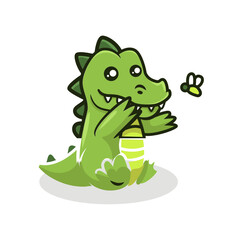 Cute crocodile mascot vector illustration