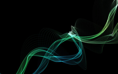 Dark abstract background with a glowing abstract waves