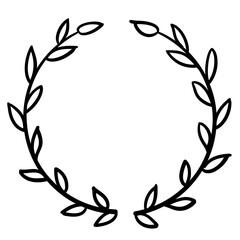 Laurel wreath, floral frame doodle vector 