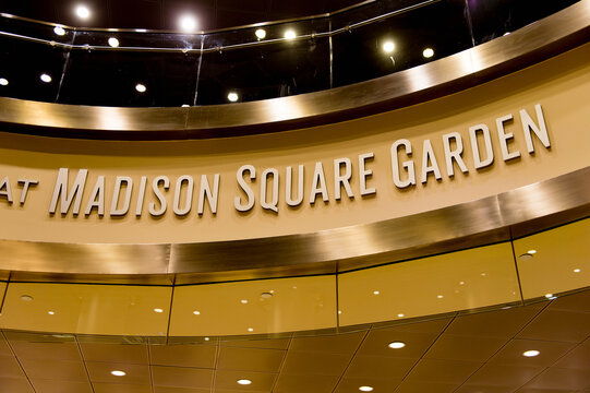 NEW YORK, USA - OCT 8, 2015: Interior Of The  Madison Square Garden, New York City. MSG Is The Arena For Basketball, Ice Hockey, Pro Wrestling, Concerts And Boxing.