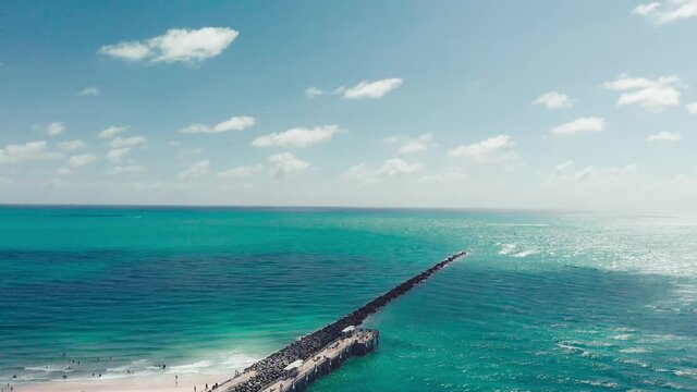 Amazing slow motion aerial view of Miami Beach from South Pointe