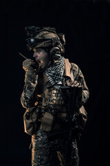dramatic soldier portrait, studio shooting