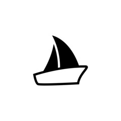 Sailboat icon in black flat glyph, filled style isolated on white background