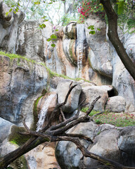 Waterfall Scenery Stock Photos.  Waterfall scenery beauty.  Peaceful photo of waterfall landscape. Waterfall scenery landscape off mother nature in all its beauty . Picture. Photo. Portrait. Image.