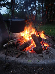 a bonfire and a hanging pot (Szczecin, Poland)