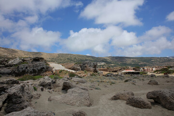 Crete island falassarna red sand beach summer holidays 2020 covid-19 season modern high quality...