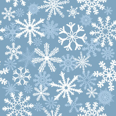 Snowflake's seamless background. Vector illustration