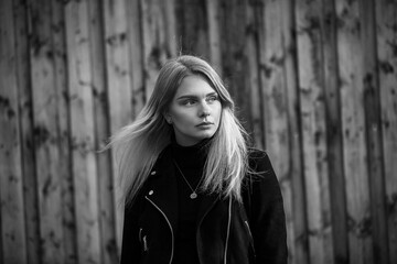 Obraz premium Beautiful Blonde Danish Girl Urban Street Style