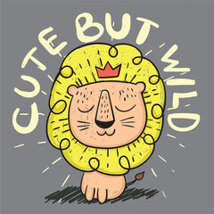 Hand drawn little lion for t shirt