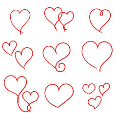 Set of hand drawn heart. Hand drawn rough marker hearts isolated on white background. Vector illustration for your graphic design.