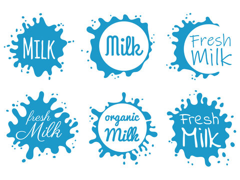 Hand Drawn Milk Splash Badge or label. Fresh Milk Splat.