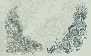 floral doodle line artwork illustration