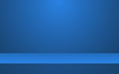 Empty blue vector abstract mock up 3D stage studio background for product display. Showroom shoot render. Banner for advertise product on website. 