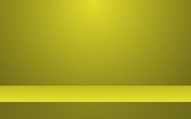 Empty yellow vector abstract mock up 3D stage studio background for product display. Showroom shoot render. Banner for advertise product on website. 