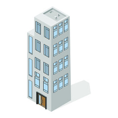 Multi-storey building with Windows. Megapolis, isometry. Architecture. Web design.eps